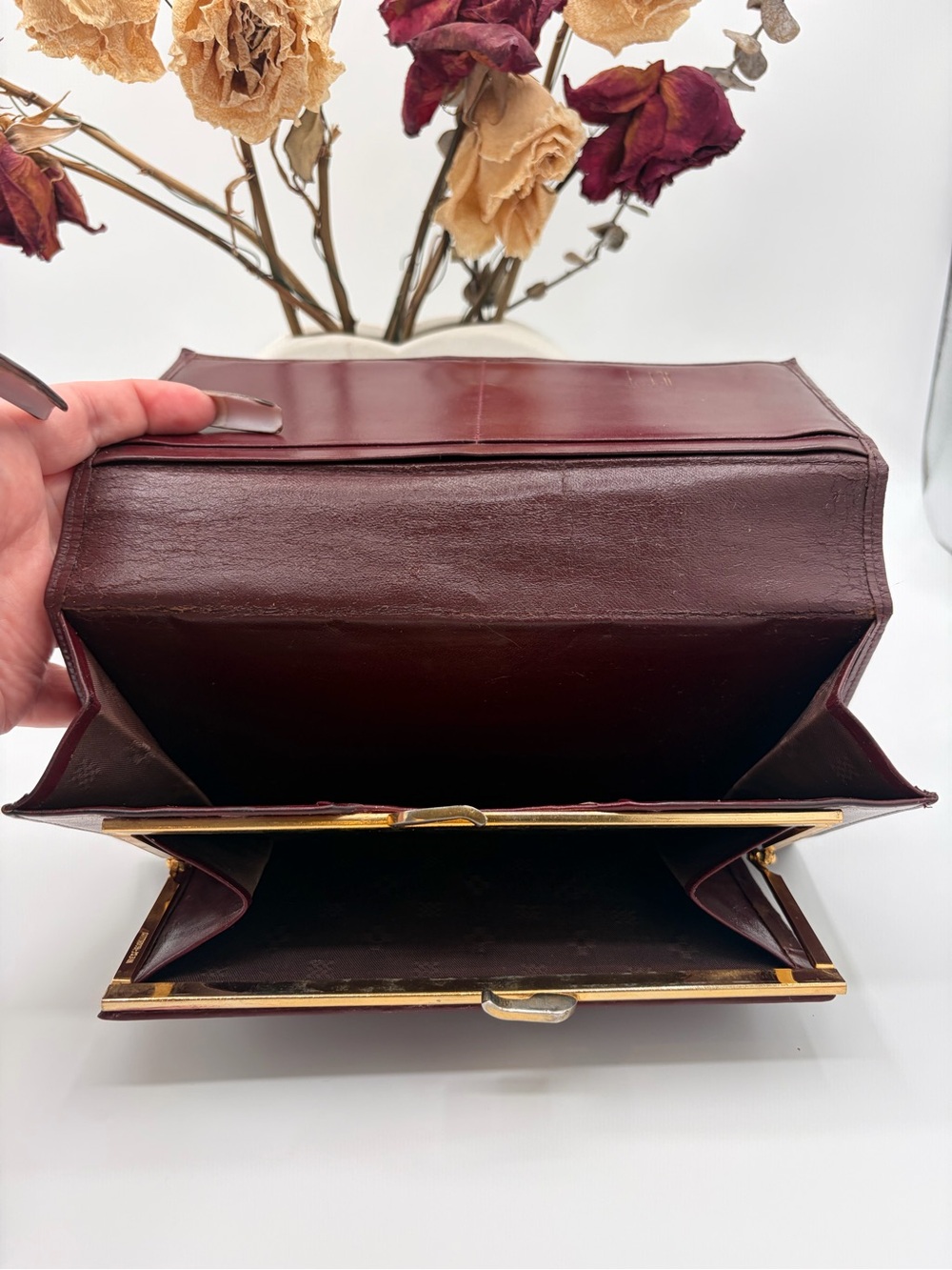 Vintage Rare Dunhill England West Germany Oxblood Leather Kiss-lock Wallet✨✨ - Picture 11 of 12